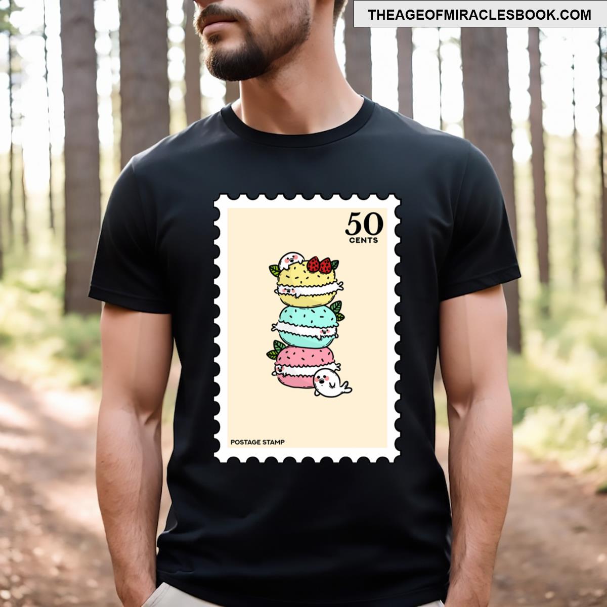 Seal And Macaron Stamp T-shirt