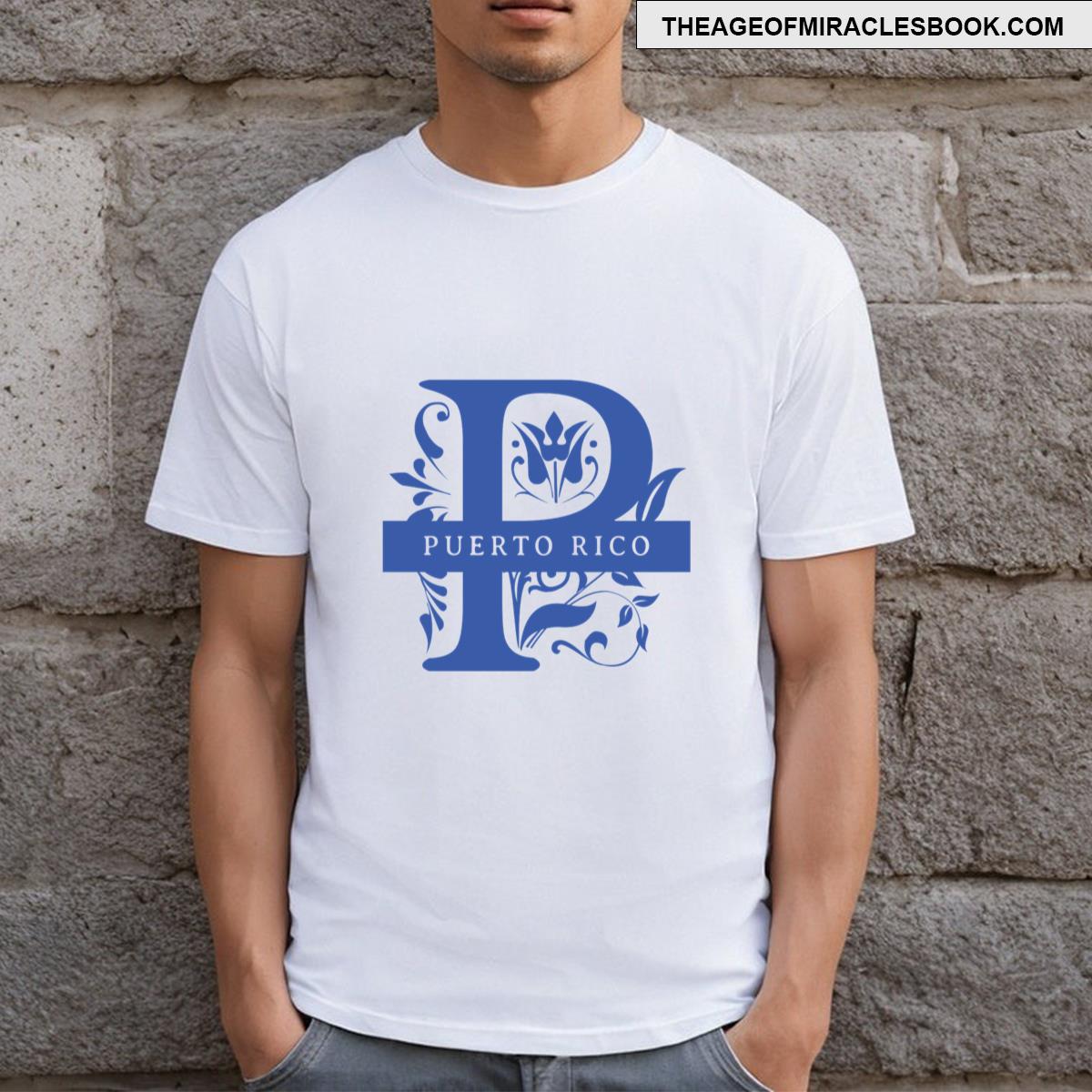 Puerto Rico State Split Letter Monogram T-shirt