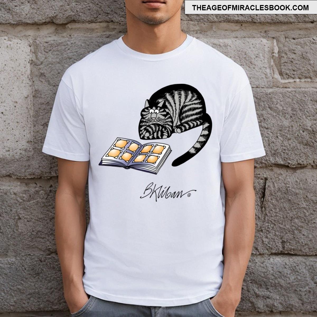B Kliban Cat Cat Reading Book T-shirt