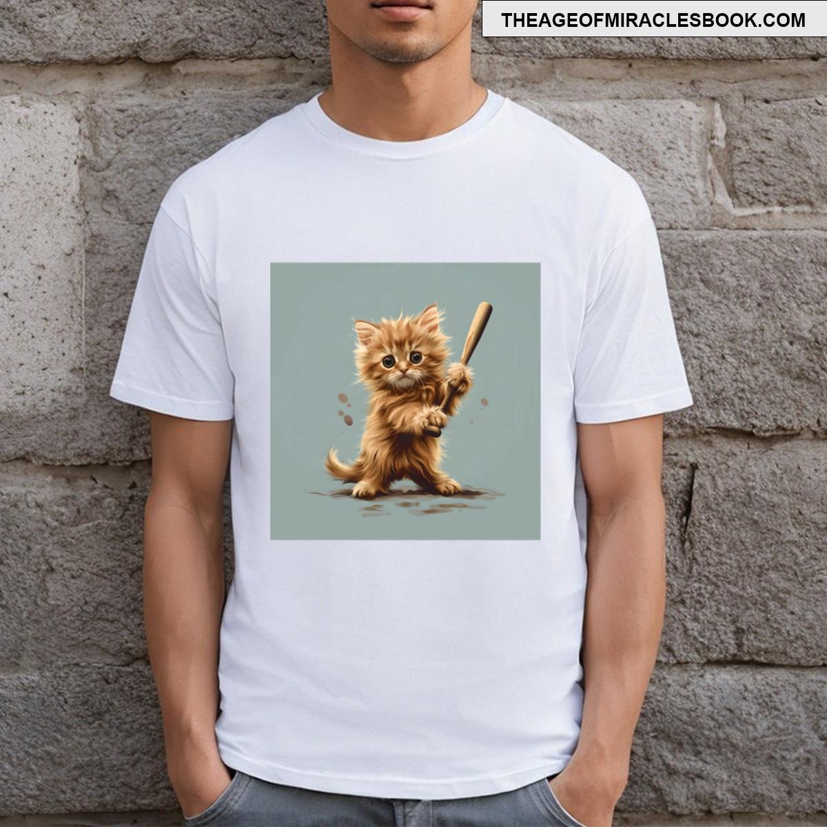 Baseball Kitten In Action T-shirt