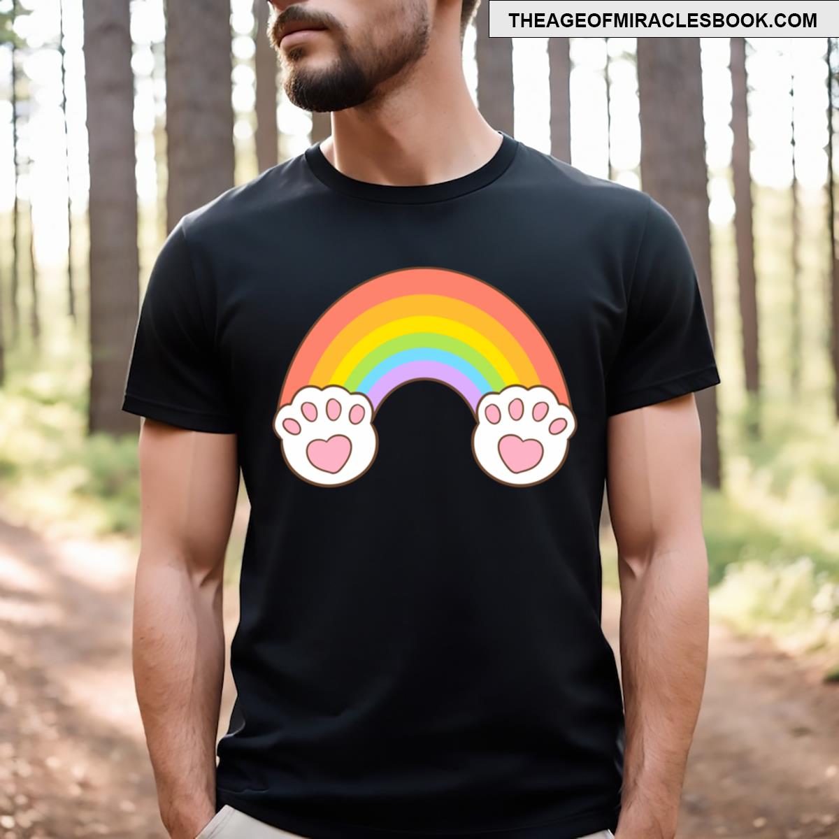 Rainbow With Cat Paw Clouds T-shirt