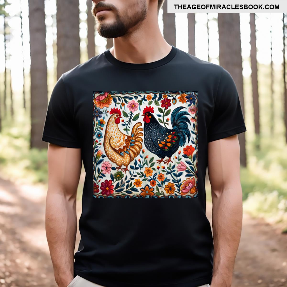 Folk Roosters Cockerel T-shirt