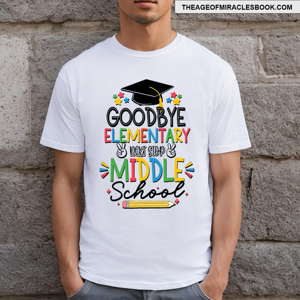 Goodbye Elementary Next Stop Middle School Groovy Graduation T-shirt
