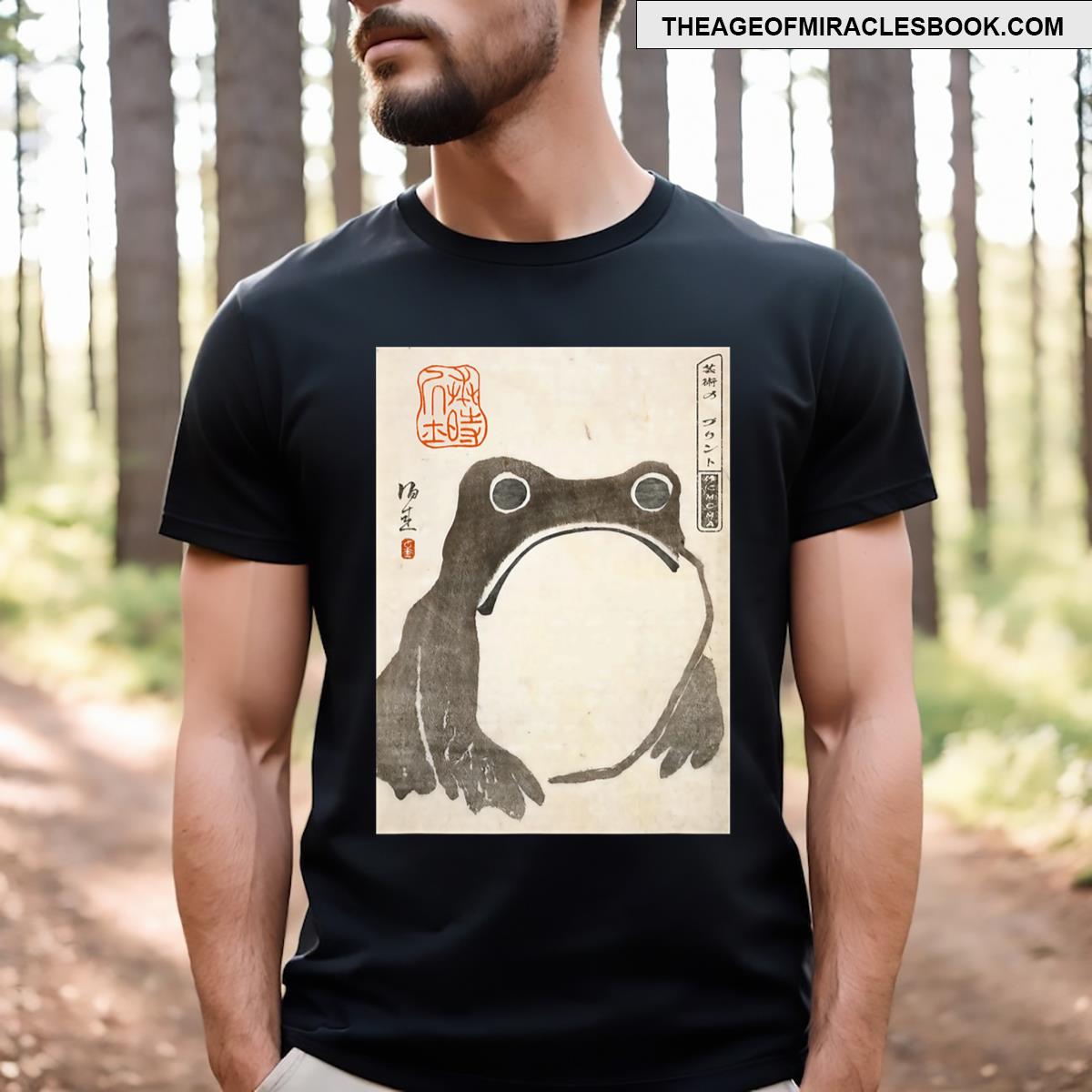 Grumpy Frog Japanese Art Print T-shirt