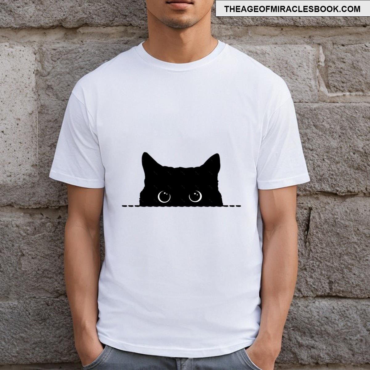 Black Cat Peeking T-shirt