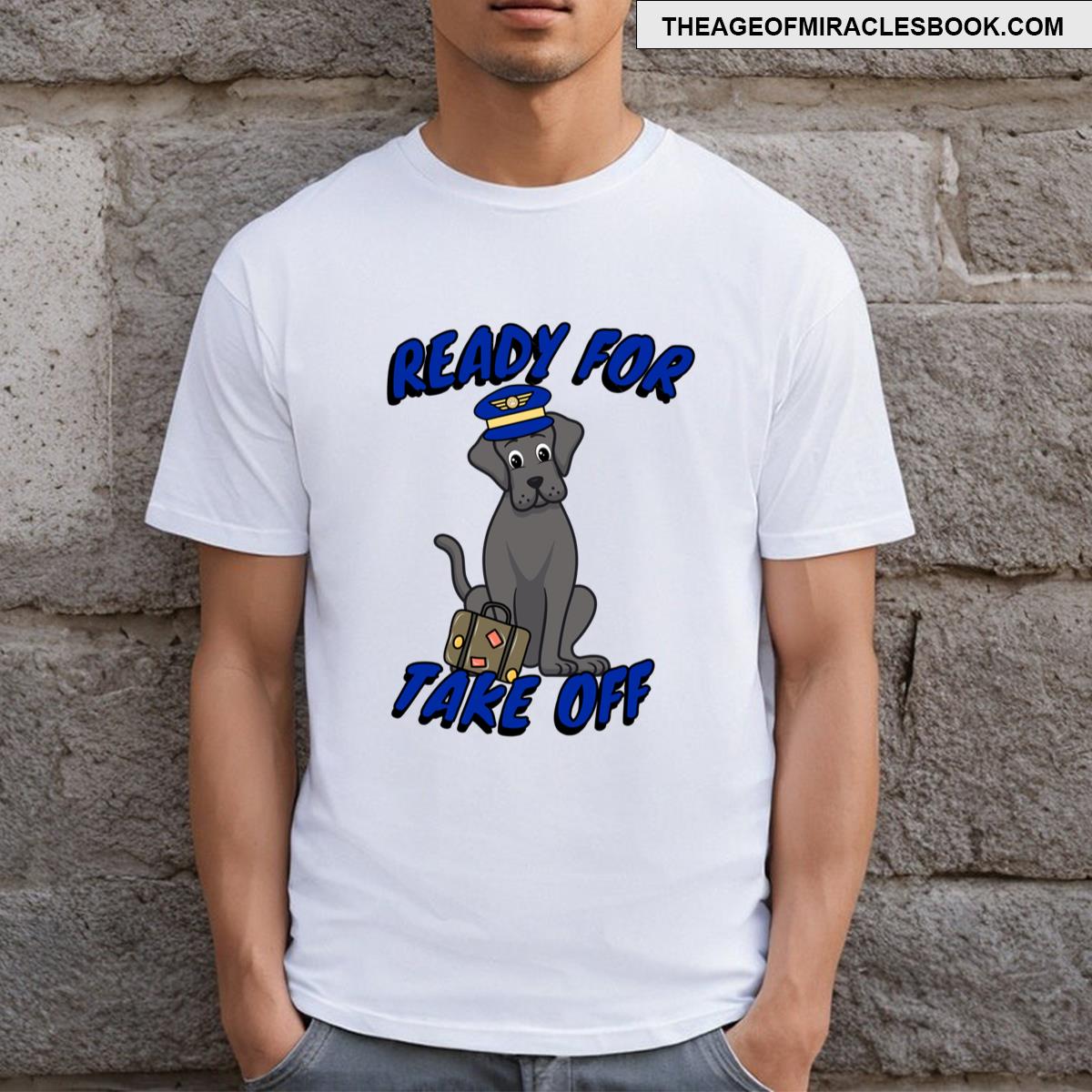 Funny Pilot Black Big Dog T-shirt