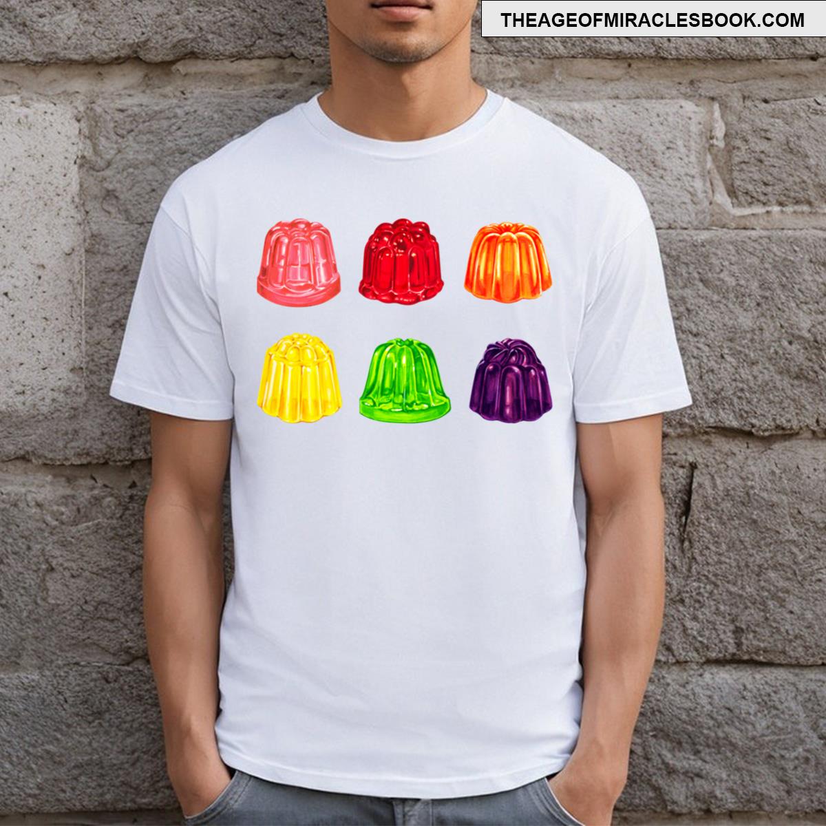 Rainbow Jello Pattern Black T-shirt