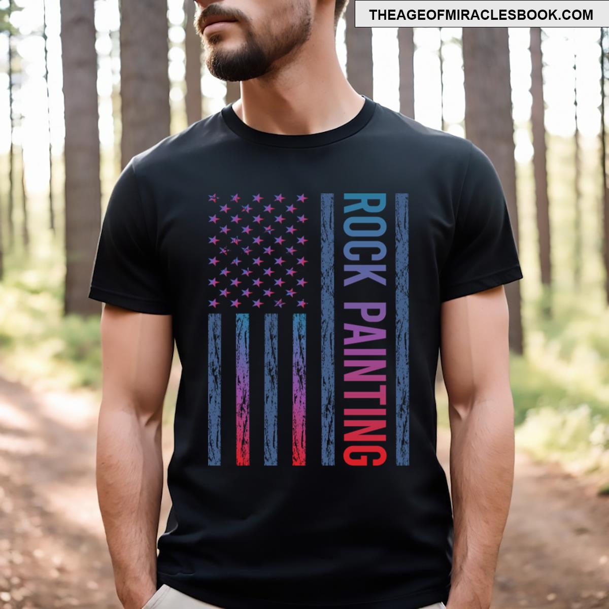 Gradient Flag Rock Painting T-shirt