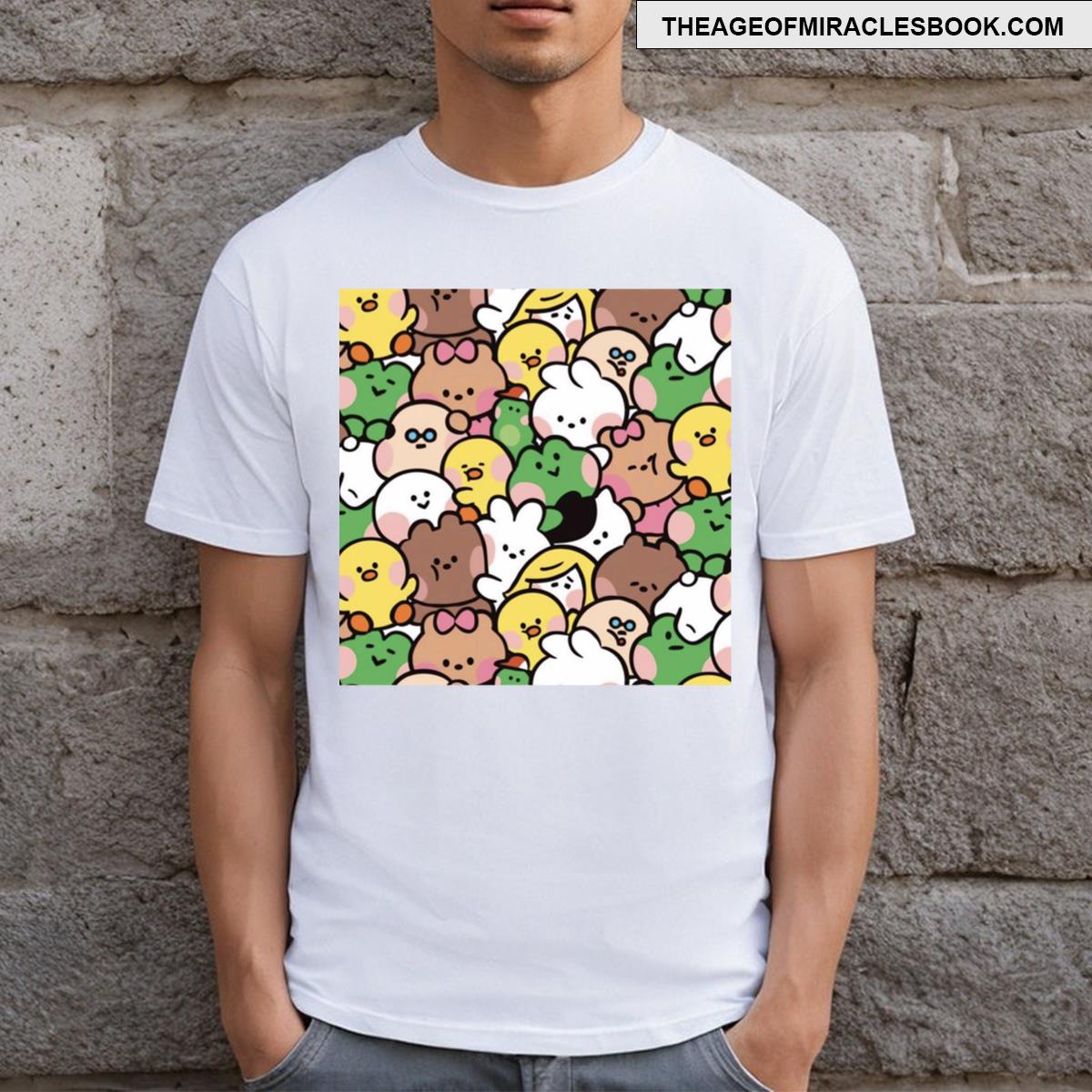 Animals Cute Drawing Illustration Wallpaper T-shirt