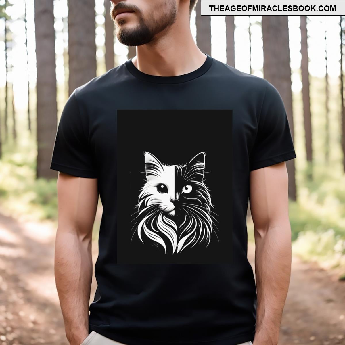 Black And White Cat Graphic T-shirt