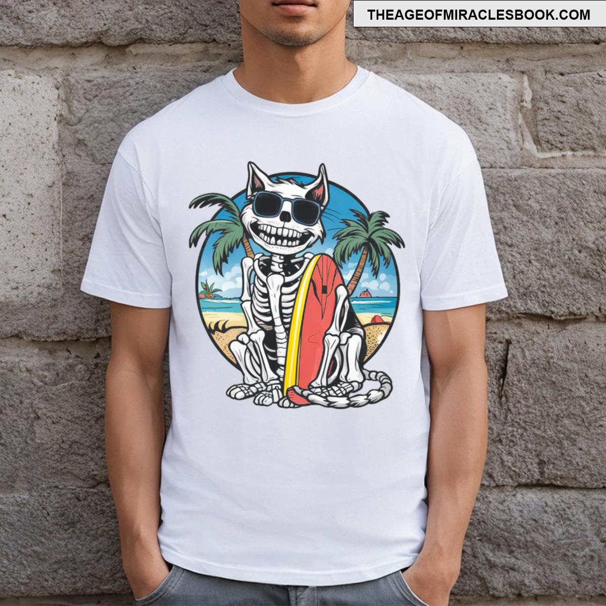 Cat Skeleton On The Beach T-shirt