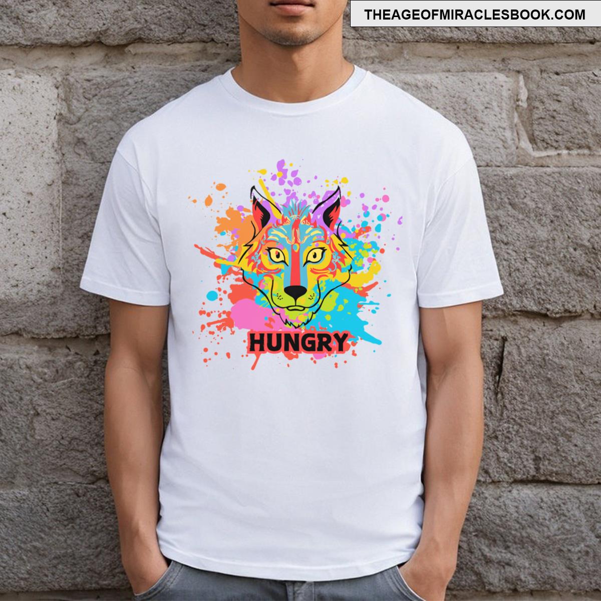 Colorful Hungry Wolf T-shirt