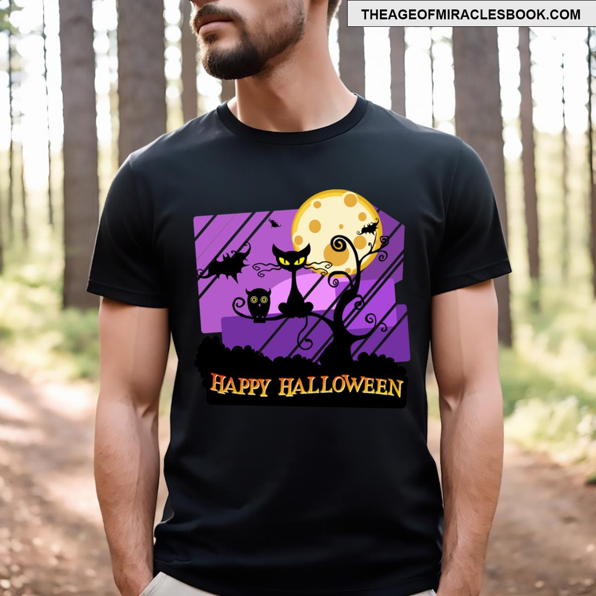 Halloween Cat And Moon T-shirt
