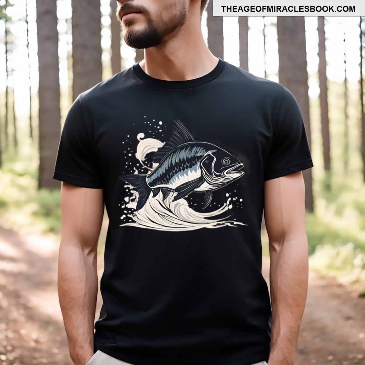 Jumping Black White Fish T-shirt
