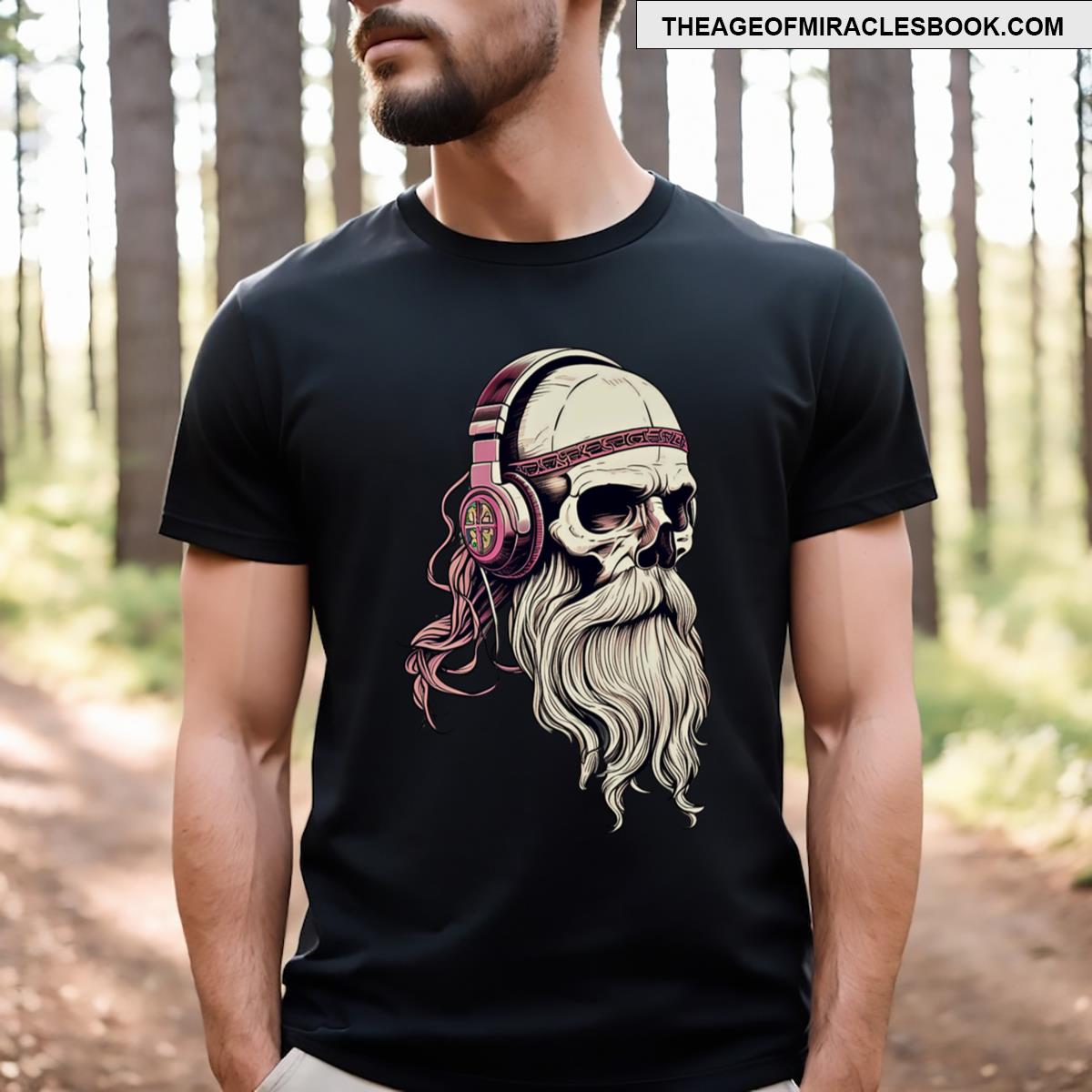 Vintage Skull Beard With Large Headphone T-shirt