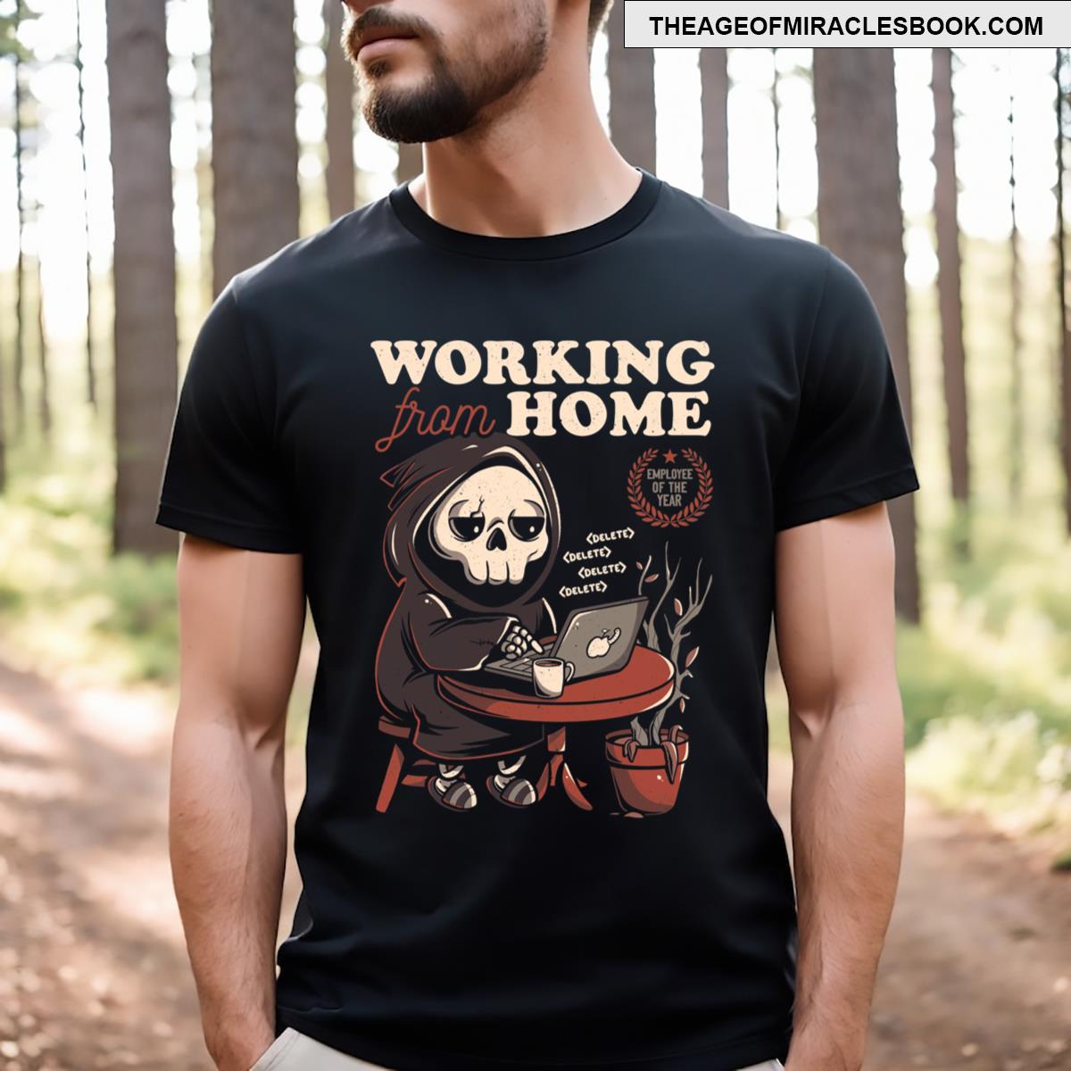 Working From Home Creepy Skull Gift T-shirt