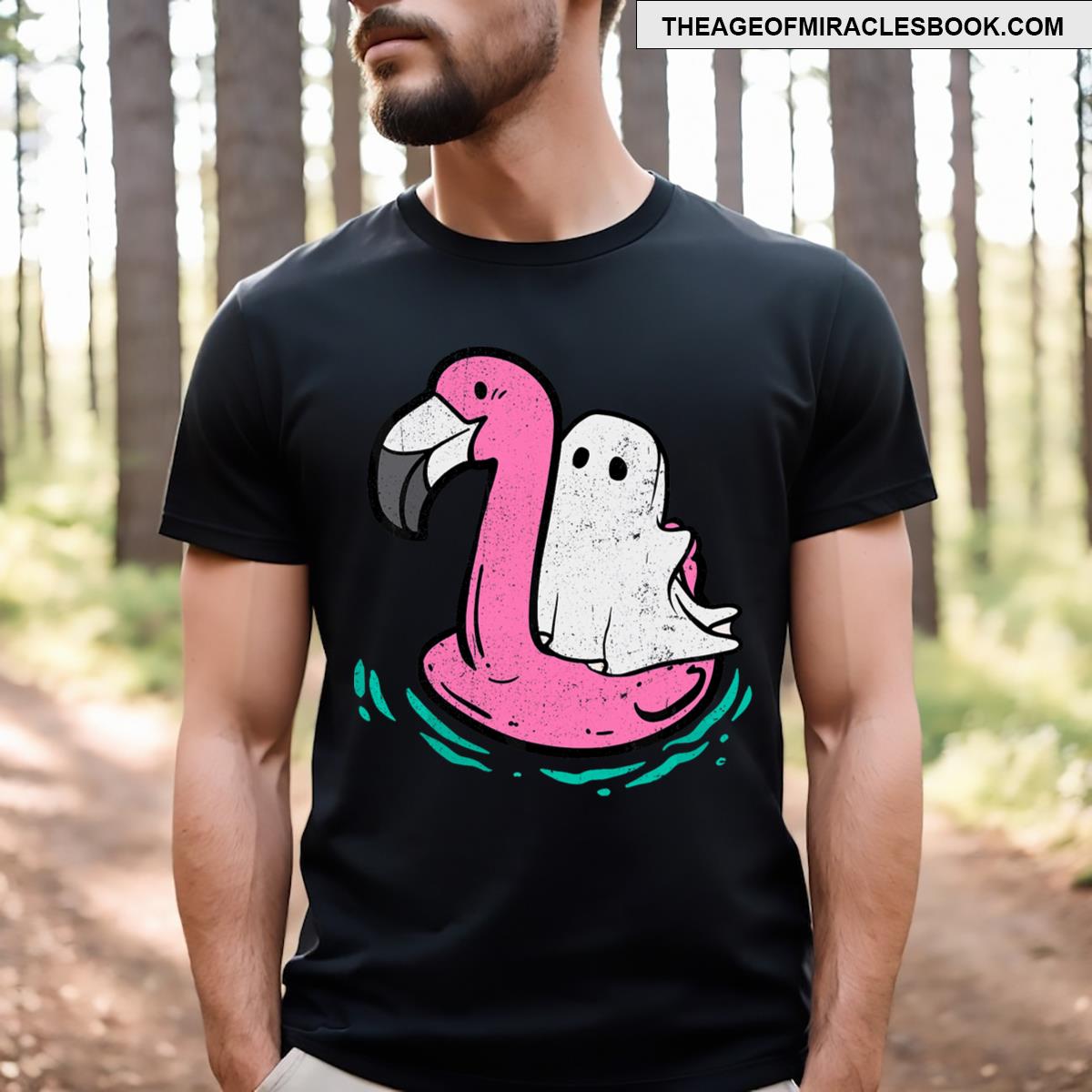 Ghost On A Pool Funny Spooky Summer Summerween T-shirt