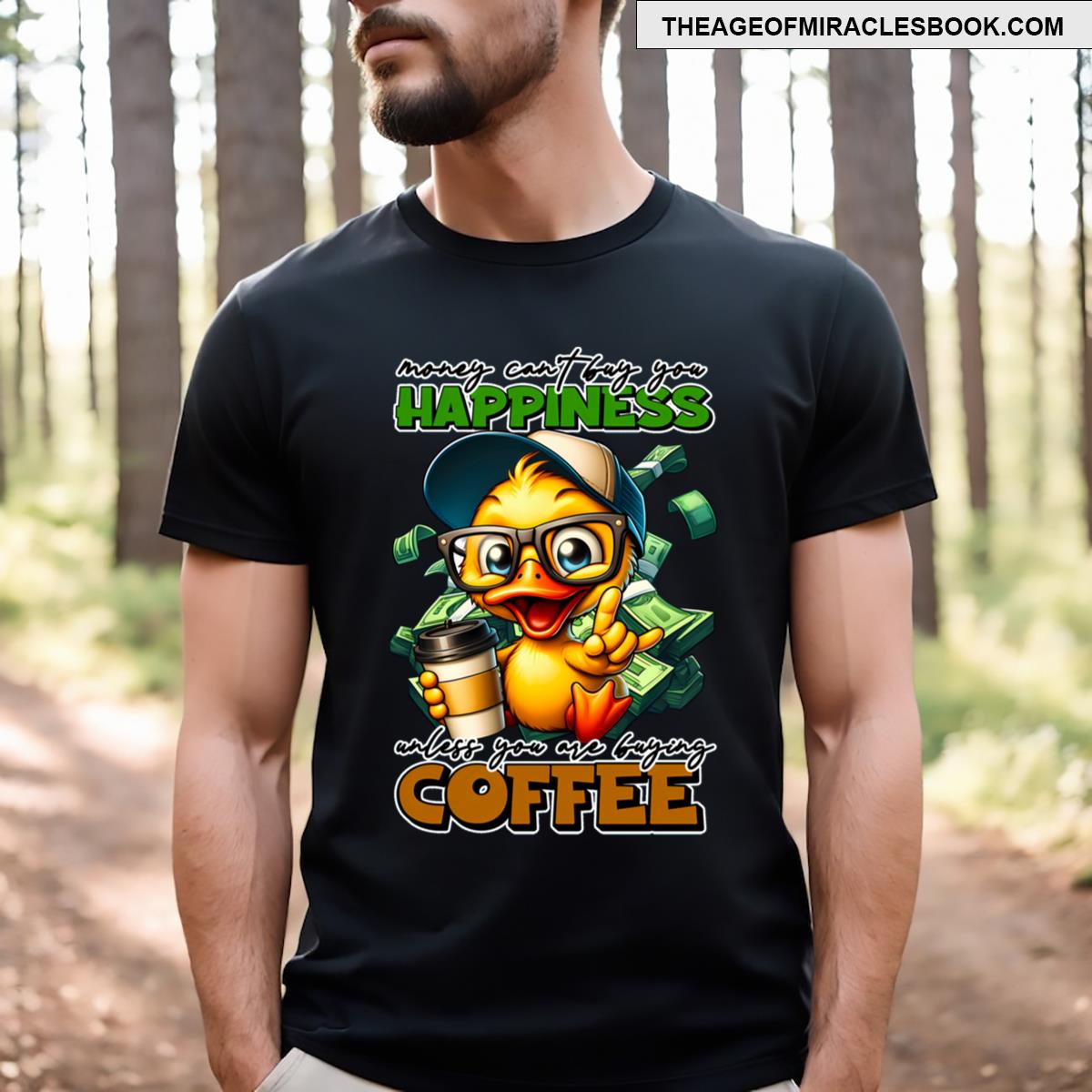 Duck With Coffee Funny Active T-shirt
