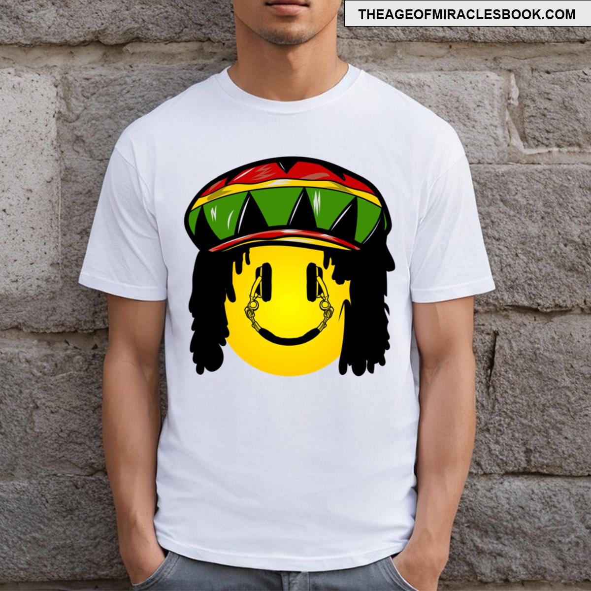 Rasta Reggae Headphone Smiley Face T-shirt