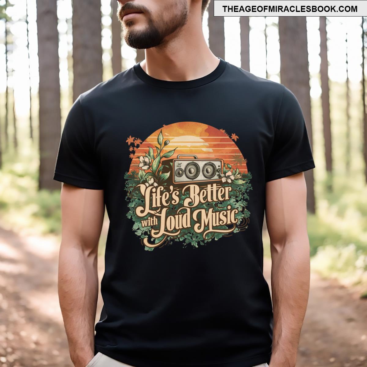Speaker System Watercolor Retro Sunset T-shirt