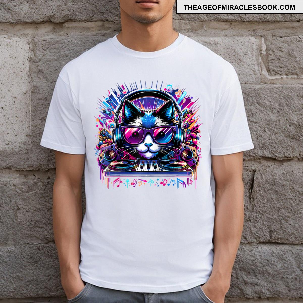 Anime Graffiti Cat Dj Vector Art Raglan Baseball Tee T-shirt
