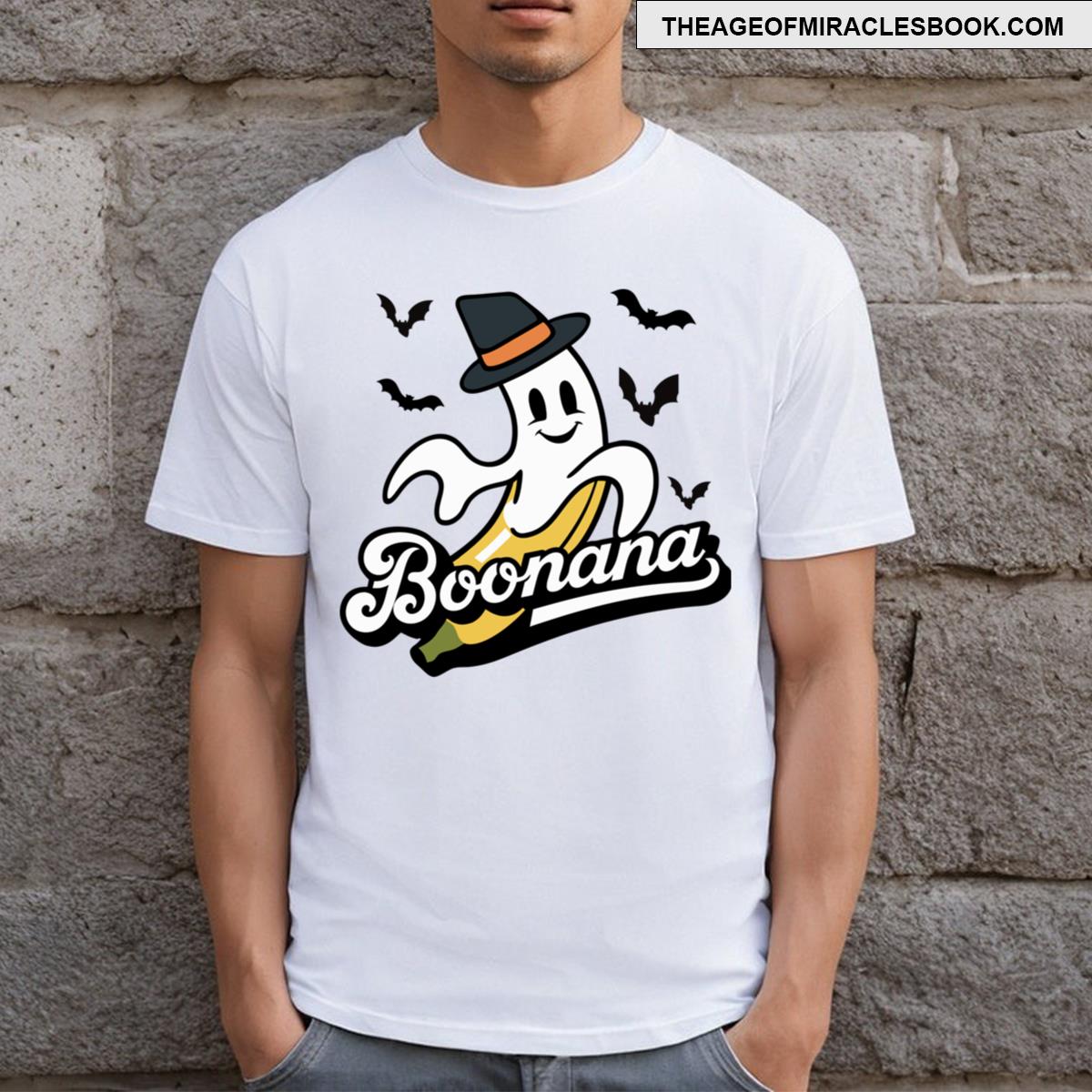 Halloween Ghost Banana Boonana Pun Design T-shirt