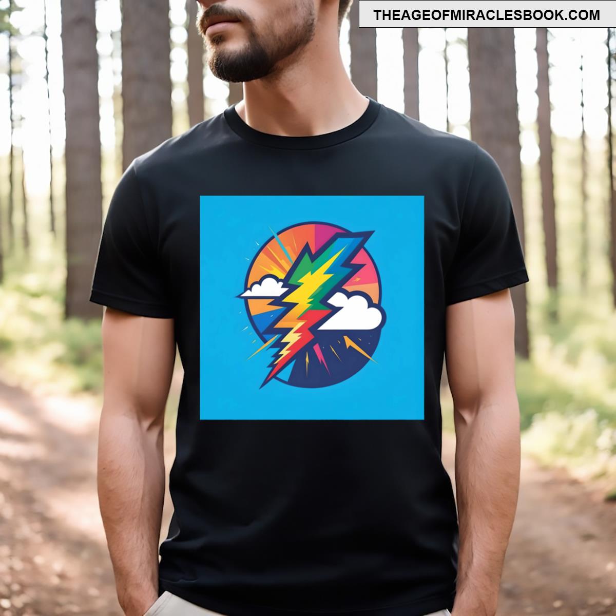 Colorful Lightning Bolt With Fluffy Clouds Active T-shirt