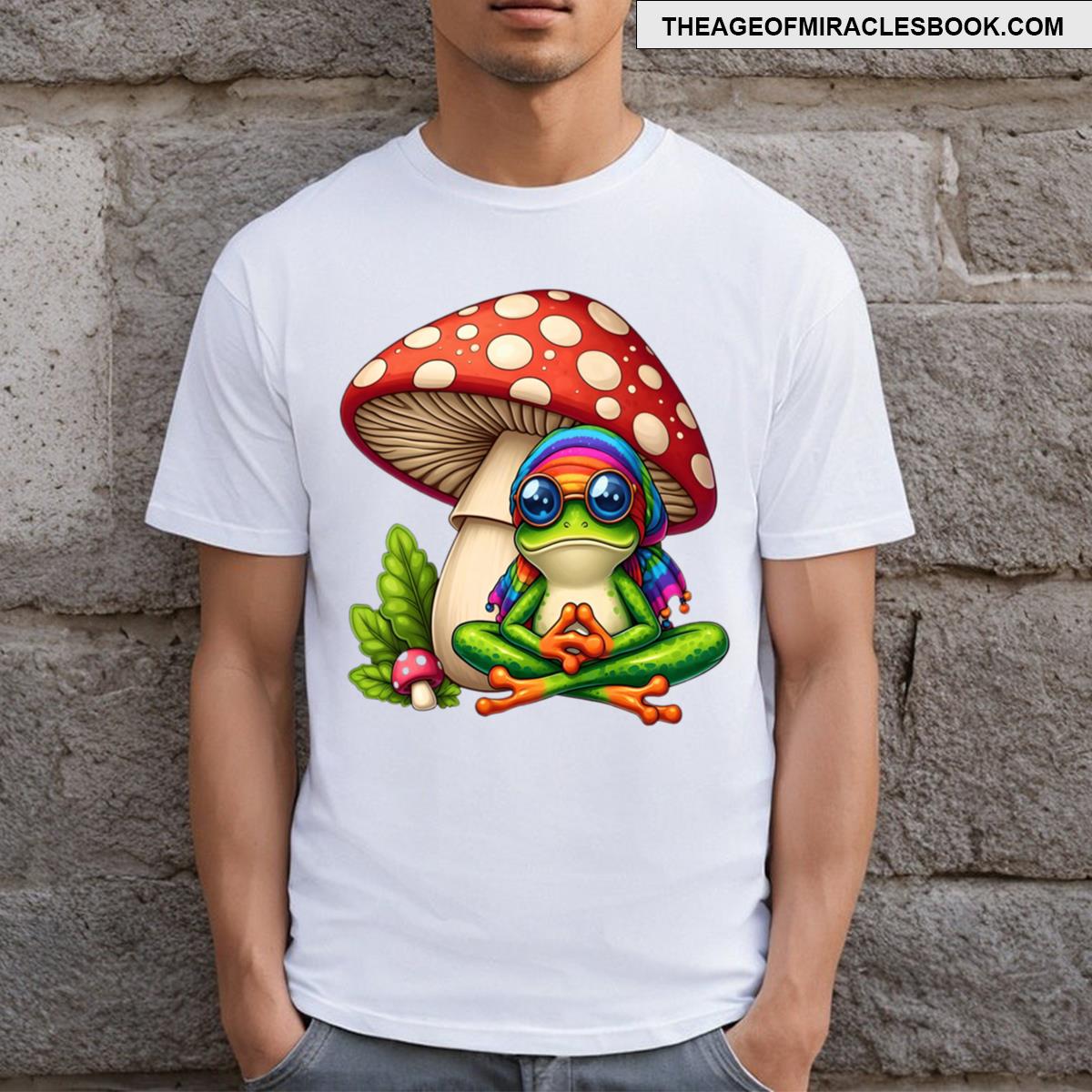 Cute Mushroom Background Frog T-shirt