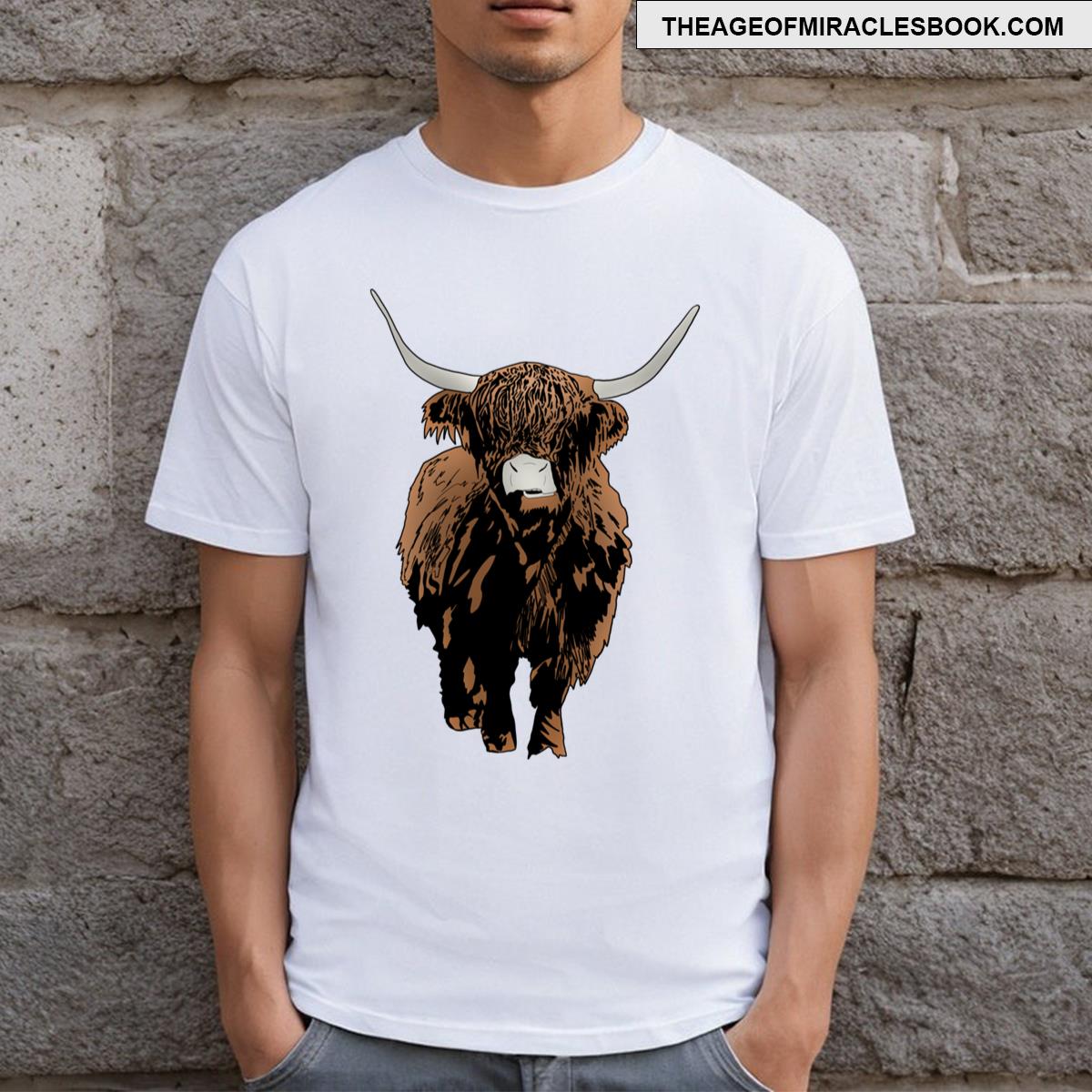 Iconic Highland Cow Logo Design T-shirt