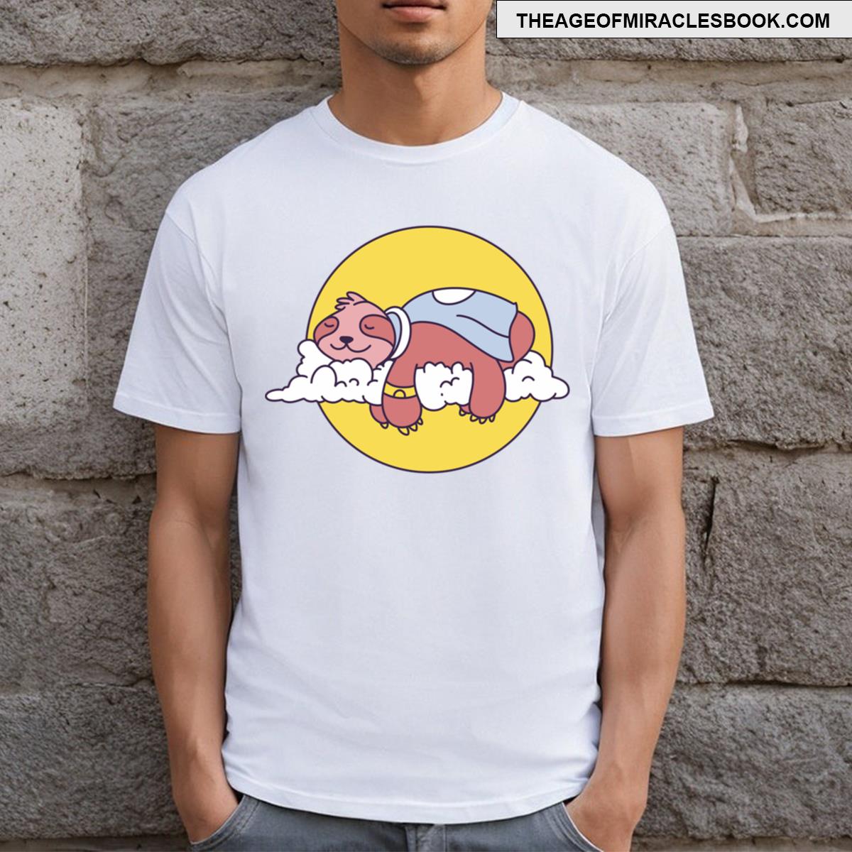 Sleepy Sloth Relaxing On Clouds T-shirt