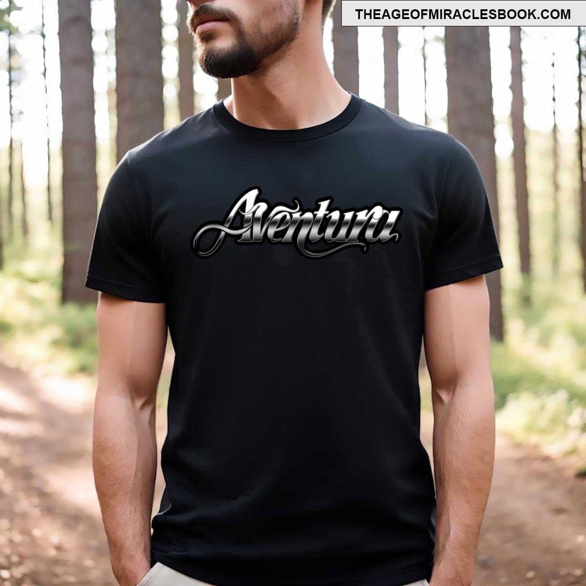 Aventura – Silver Logo Black T-shirt