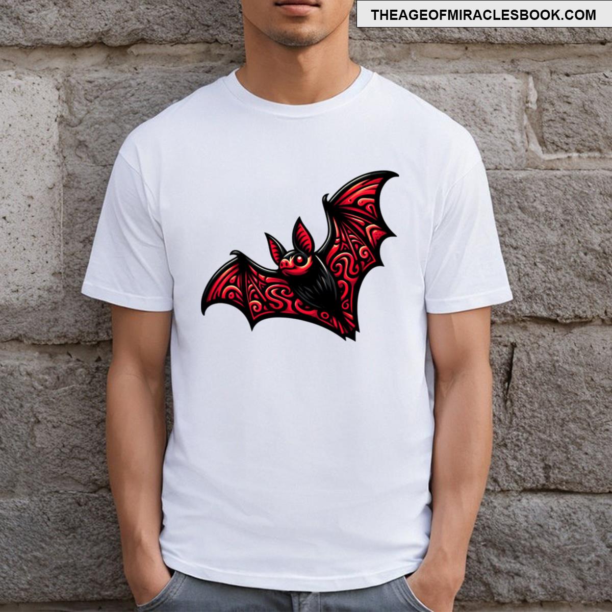 Gothic Red And Black Bat Art T-shirt