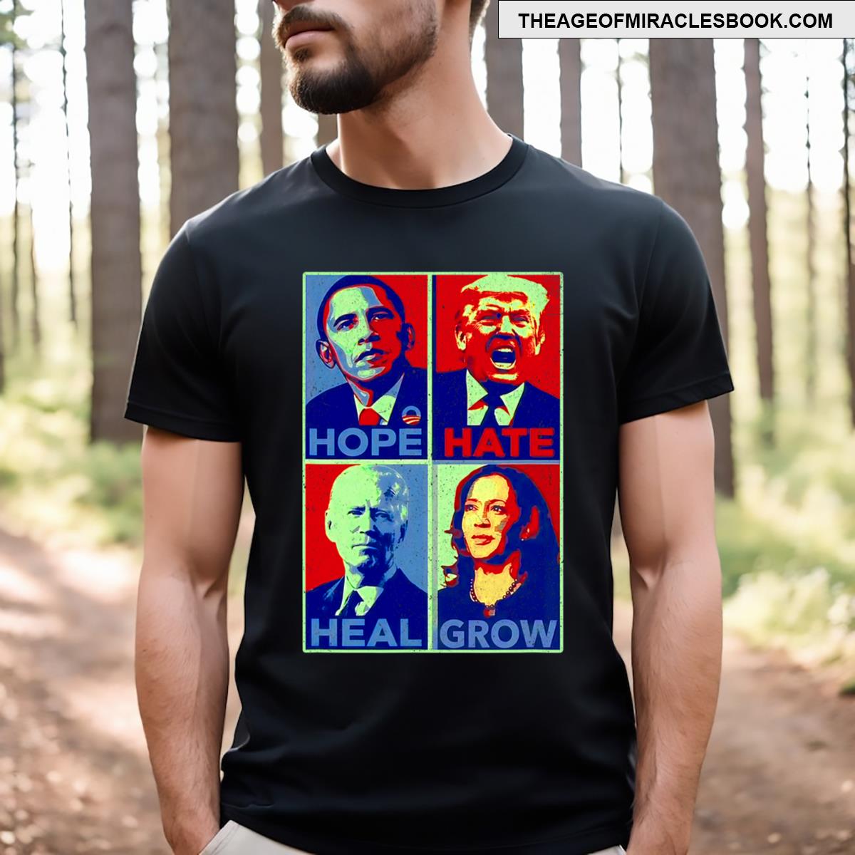 Hope Hate Heal Grow Funny T-shirt