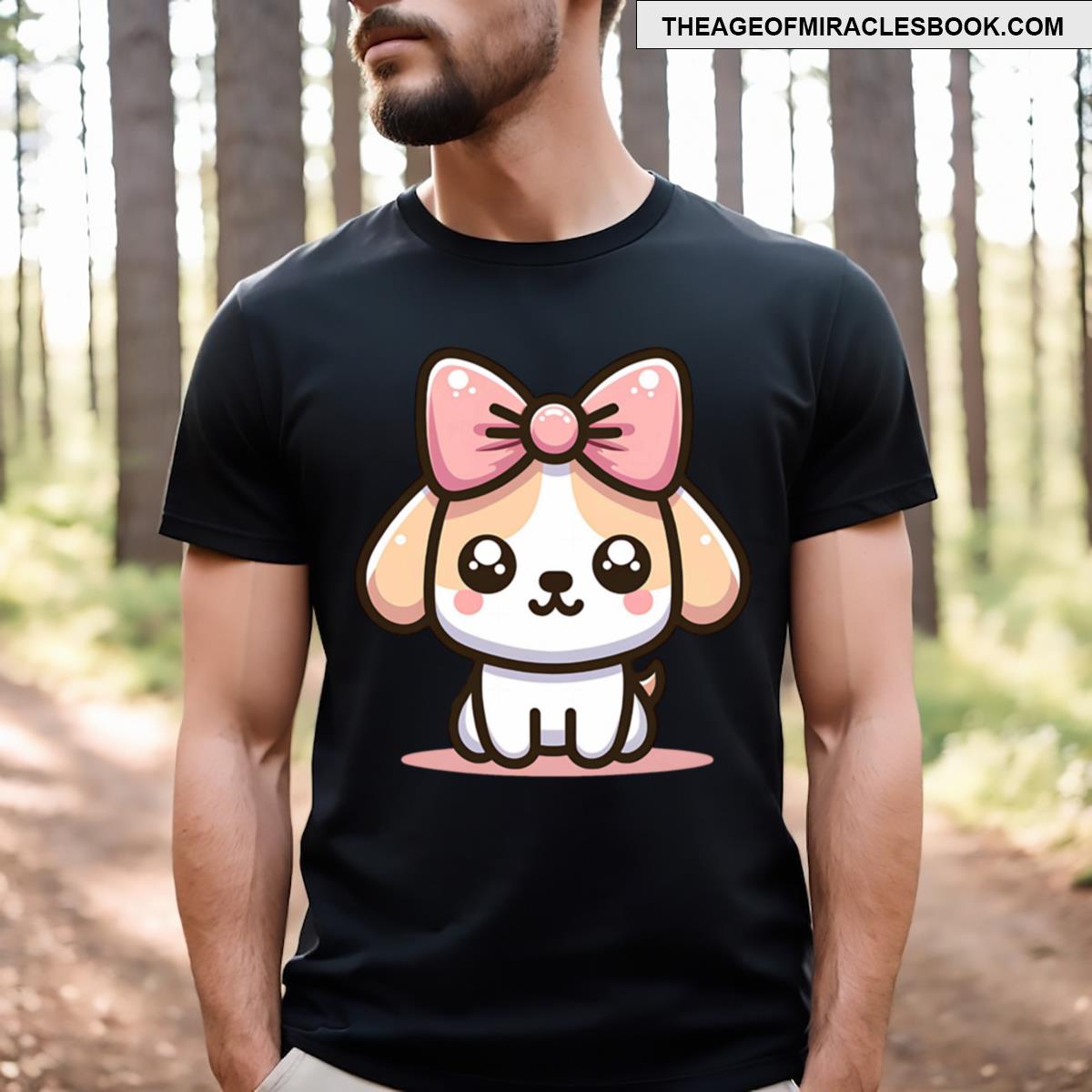 Adorable Dog Pink Bow T-shirt