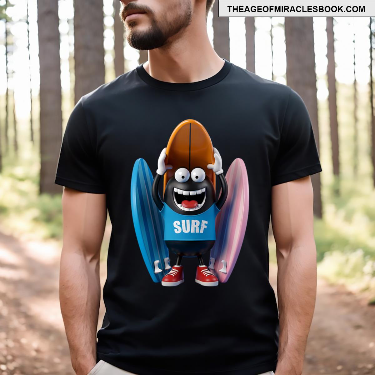 Funny Surfing Monster With Surfboards T-shirt