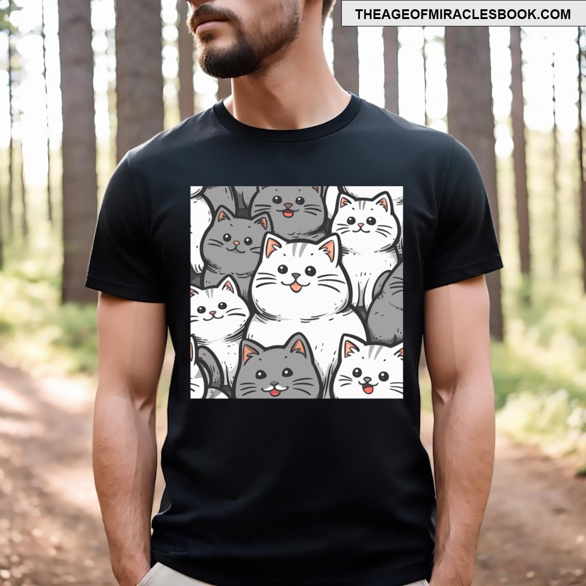 Kawaii Smile White Cat T-shirt