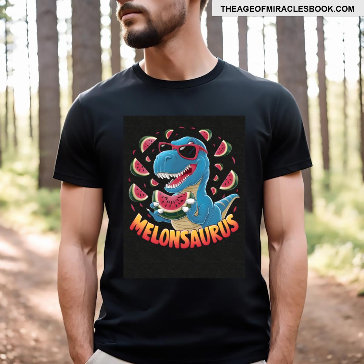 Melonsaurus Fun Dinosaur With Goggles And Melons Design Tri Blend T-shirt