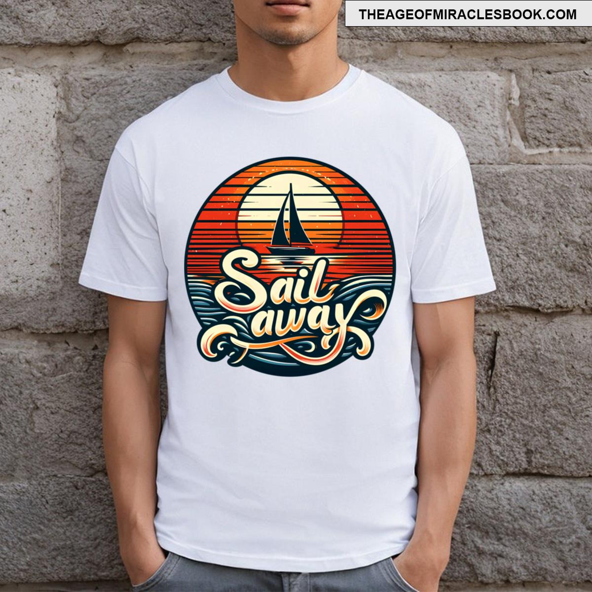Sail Away Typography Retro T-shirt