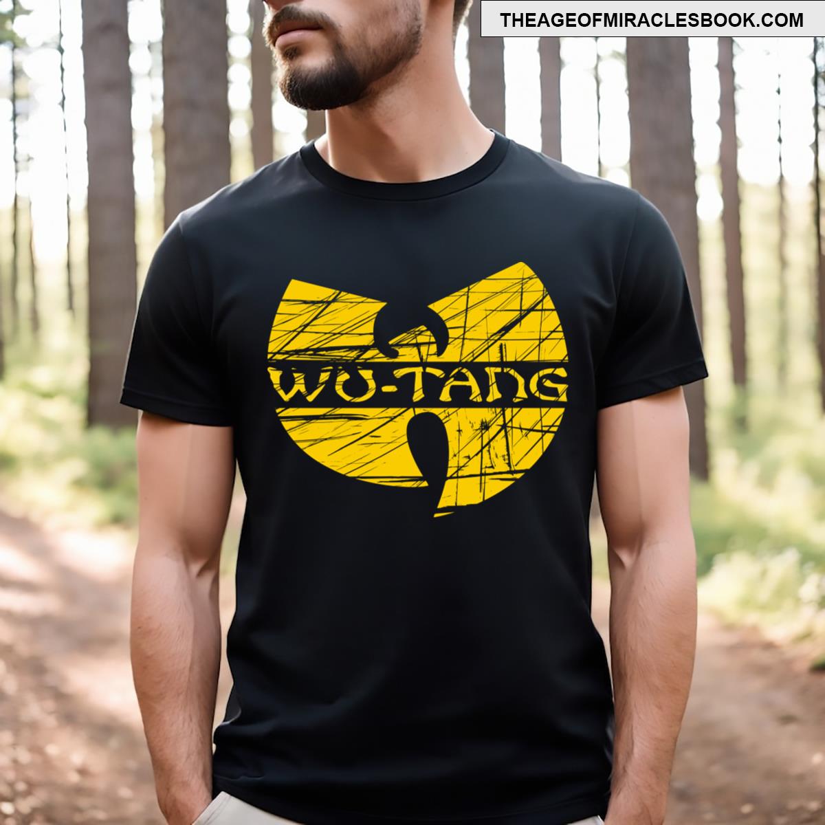 Wutang Clan With Text Scratch Worn Out T-shirt