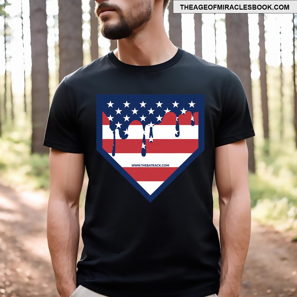 Baseball Home Plate Drip American Flag T-shirt