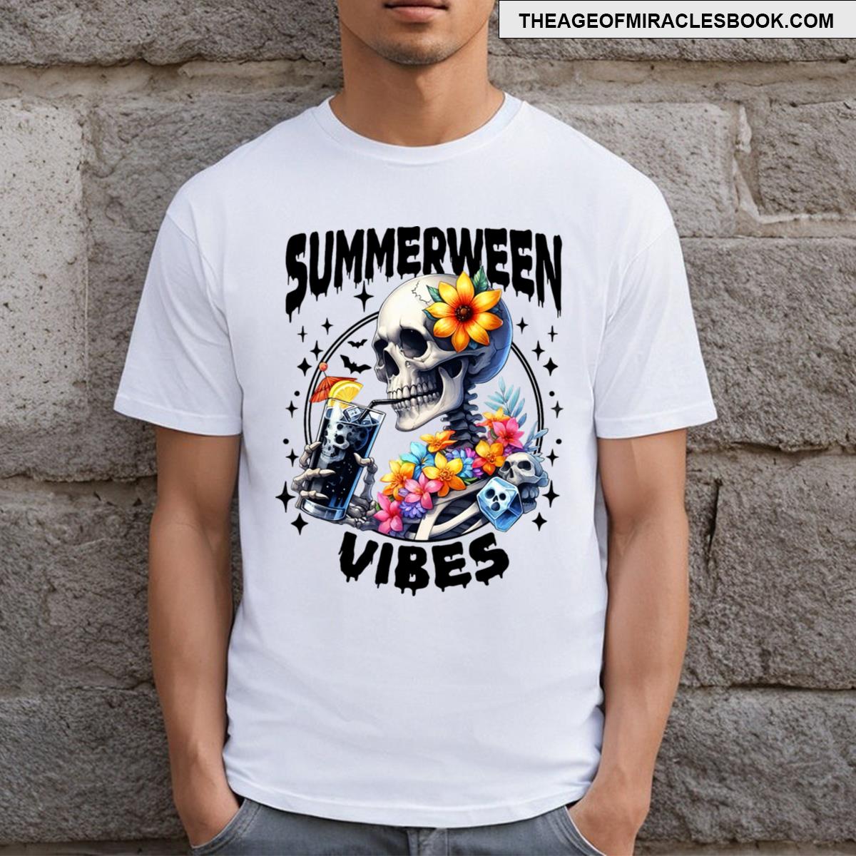 Summerween Vibes Funny Skeleton Summer Vacation T-shirt