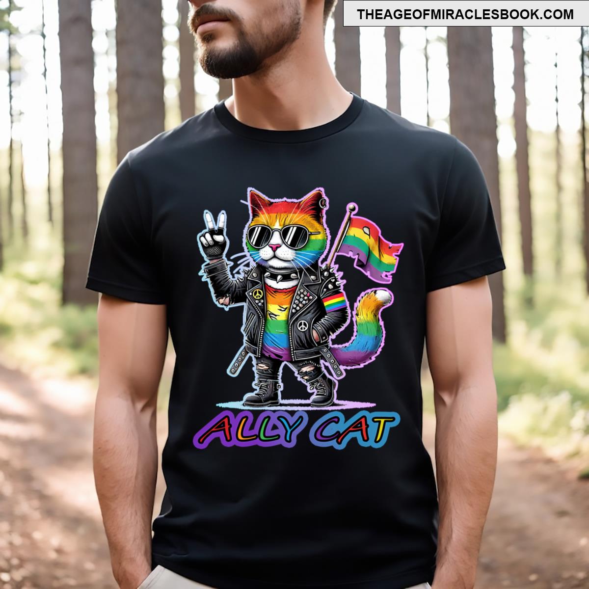 Pride Parade Ally Cat T-shirt