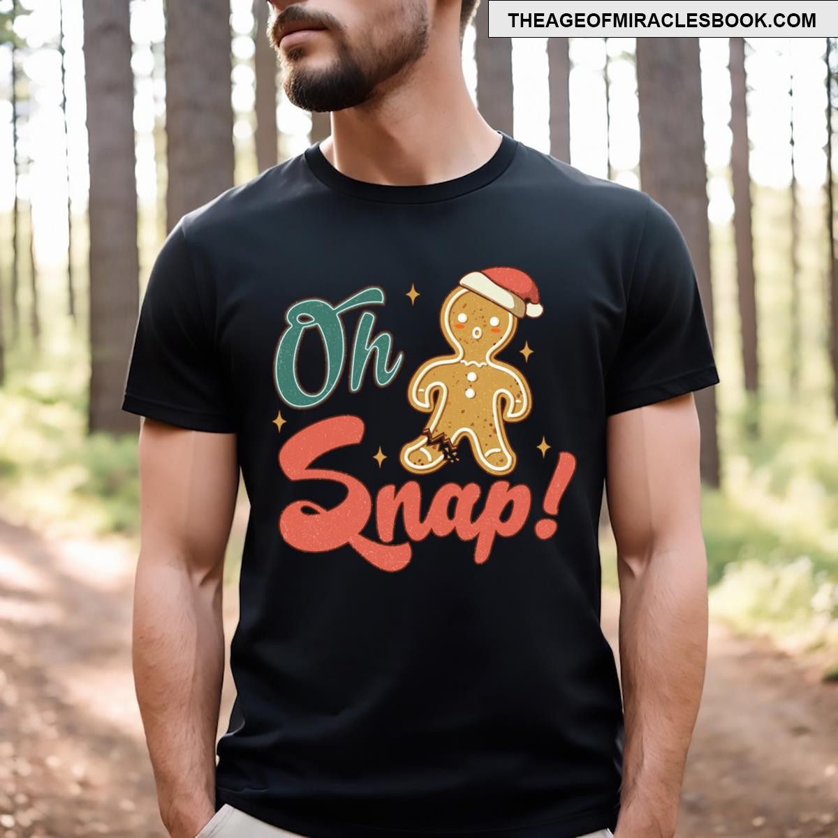 Retro Oh Snap Gingerbread Man Christmas Cookie T-shirt