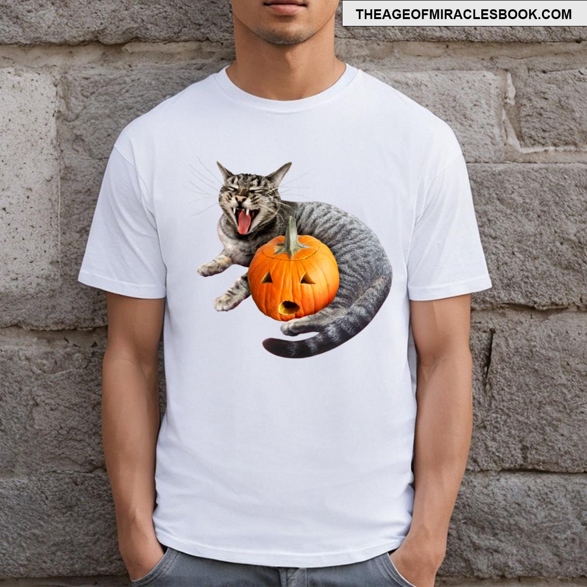 Tabby Cat Jack O Lantern T-shirt
