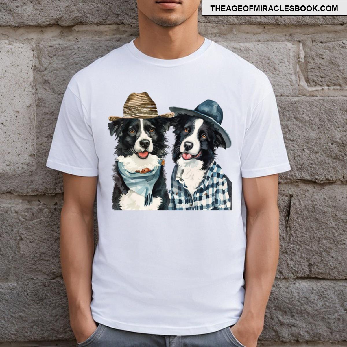 Vintage Style Farmer Border Collies T-shirt