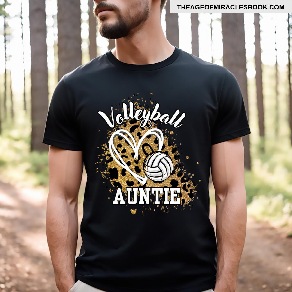 Leopard Print Volleyball Auntie T-shirt