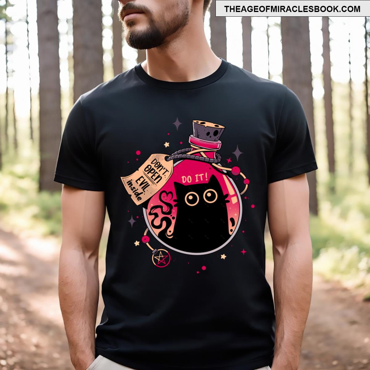 Bottled Menace Evil Black Cat T-shirt