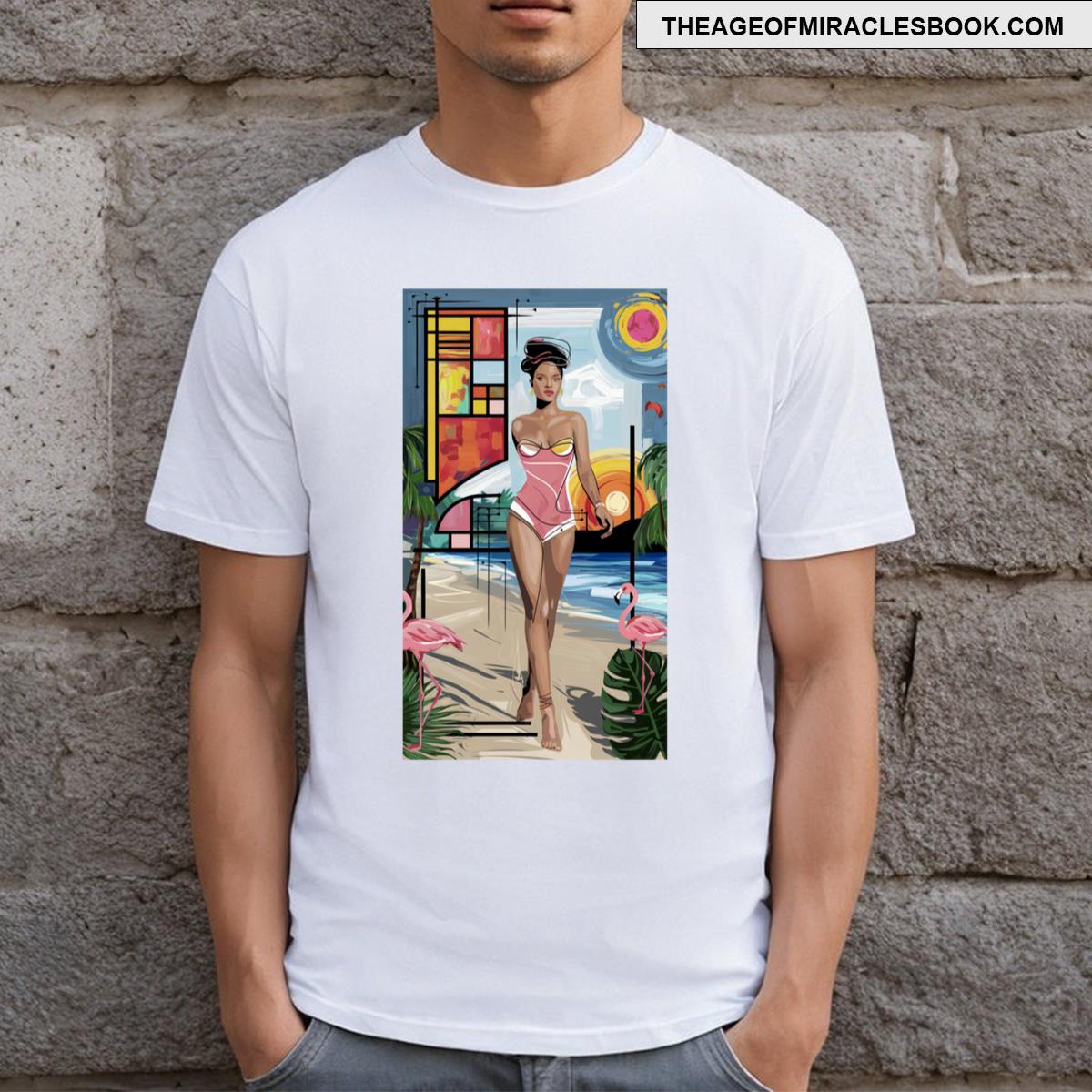 Mondrian Art Flamingos T-shirt