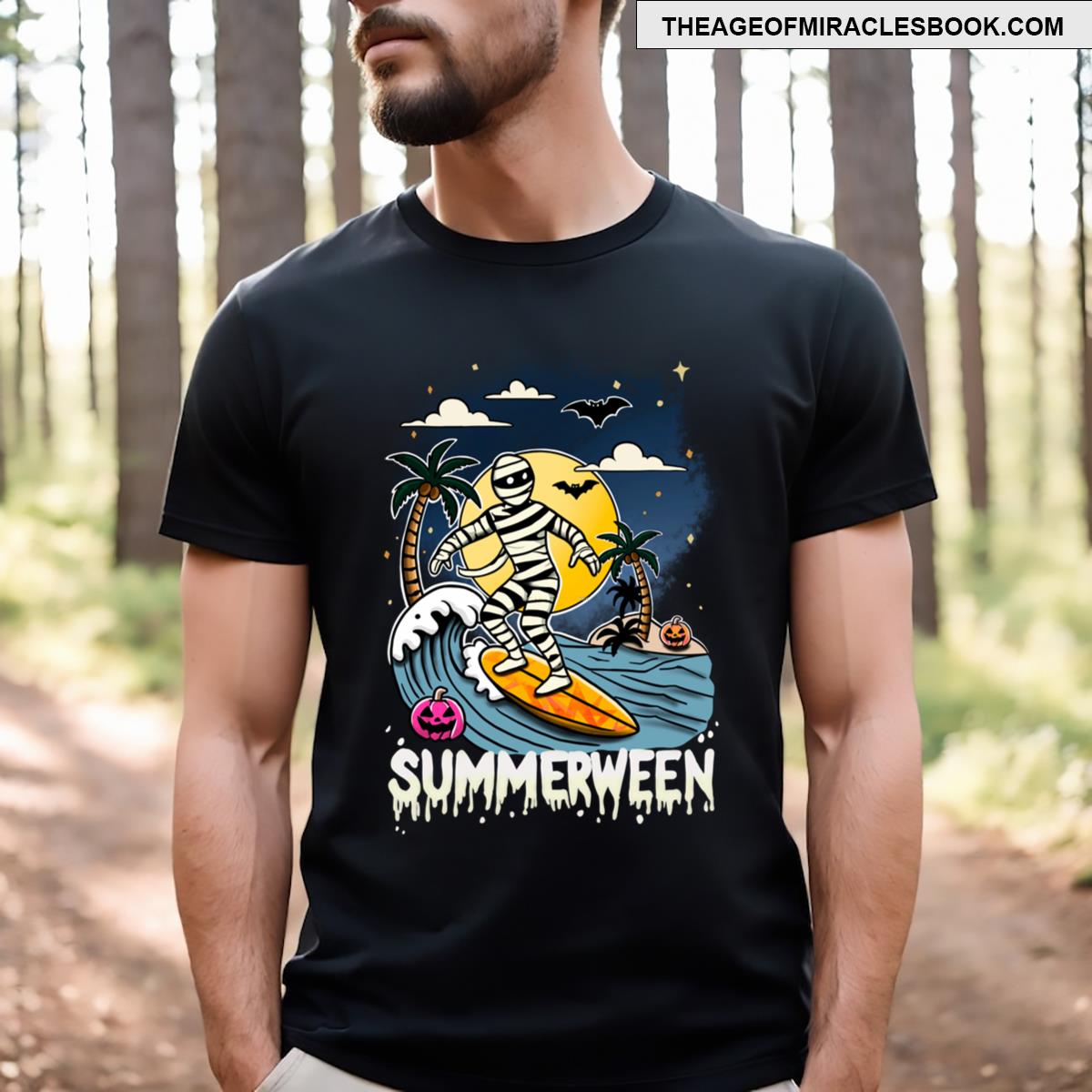 Summerween Surfing Mummy Night Time T-shirt