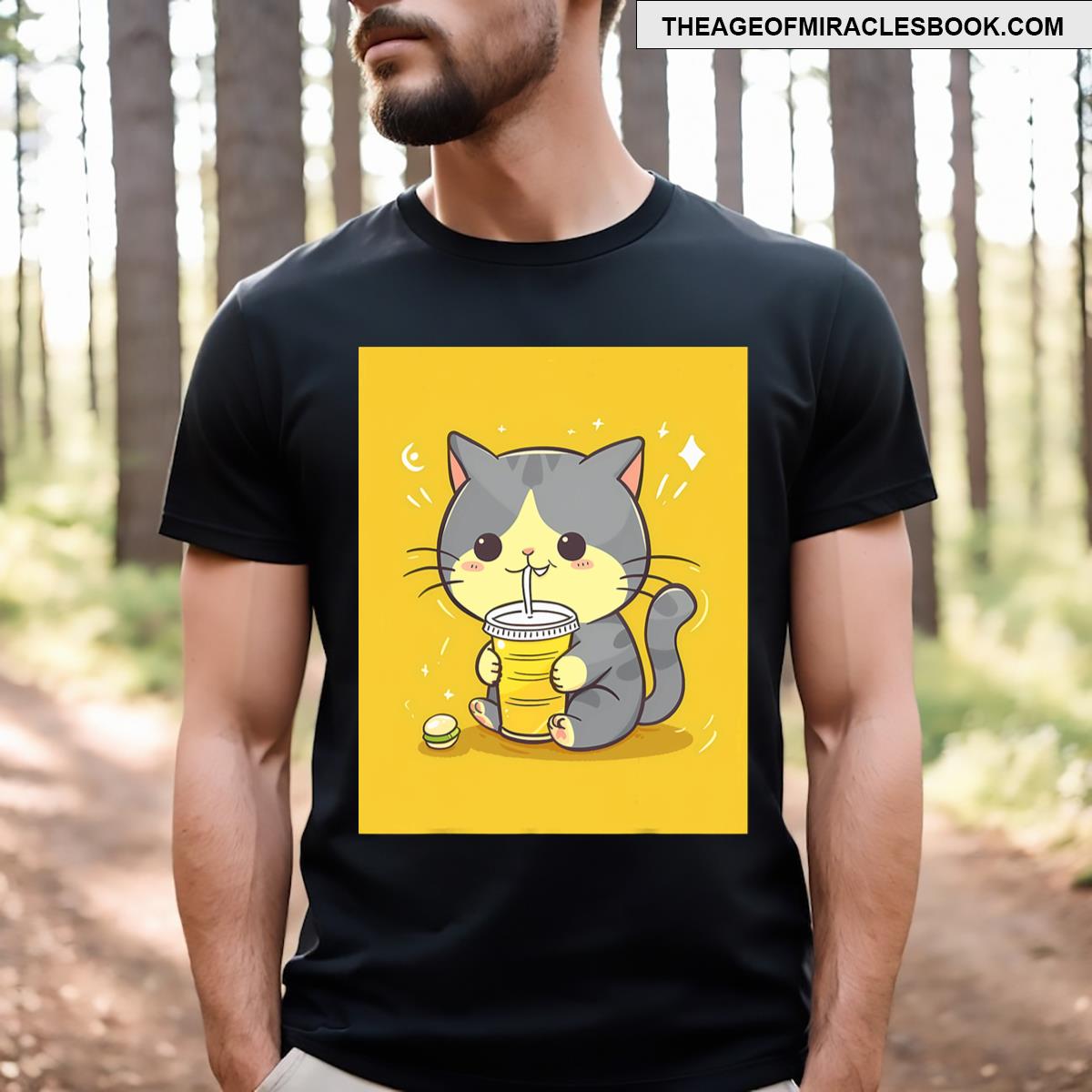 Cute Anime Tea Cat T-shirt